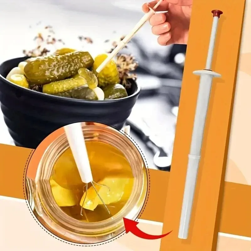 Plastic Pickle Clipper Tool - No Mess Pickle Picker W/ Αντιολισθητική λαβή για βάζο Pickles Olives Gadget κουζίνας Πλυντήριο πιάτων — image 3