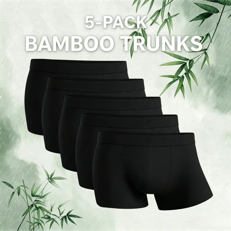 5 Packs Bamboo Fiber Man Boxer Briefs Plus Size S-2XL Underwear Men Flat Feet Gym Shorts Panties Black Underpants Gifts