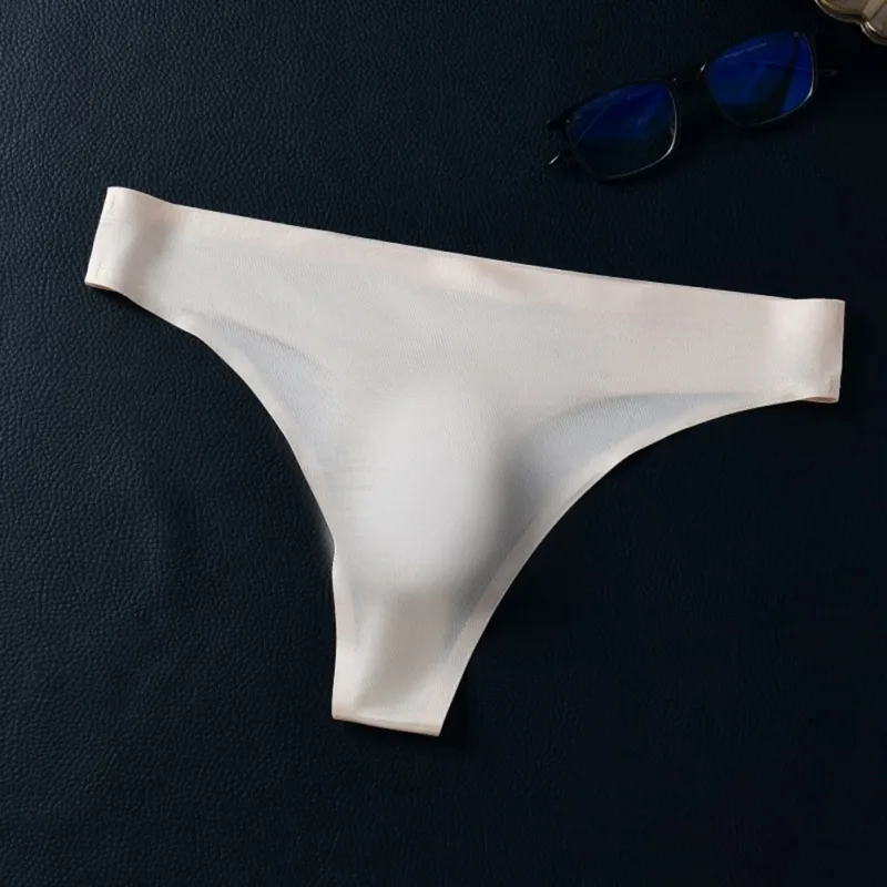 Men Seamless Ice Silk G-String Underwear 3D Bulge Pouch Low-rise T-Back Thongs Low Rise Men Bikini Briefs U Pouch Lingerie — image 16