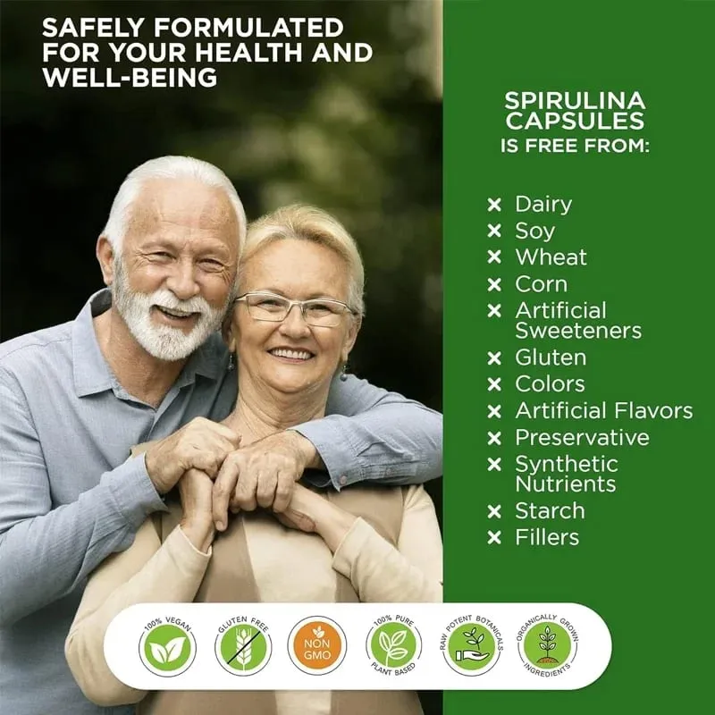 Organic Spirulina 2000 Mg Kiegészítő – segíti a méregtelenítést az immunrendszerben Szív- és érrendszeri antioxidánsok B-vitaminok — image 4