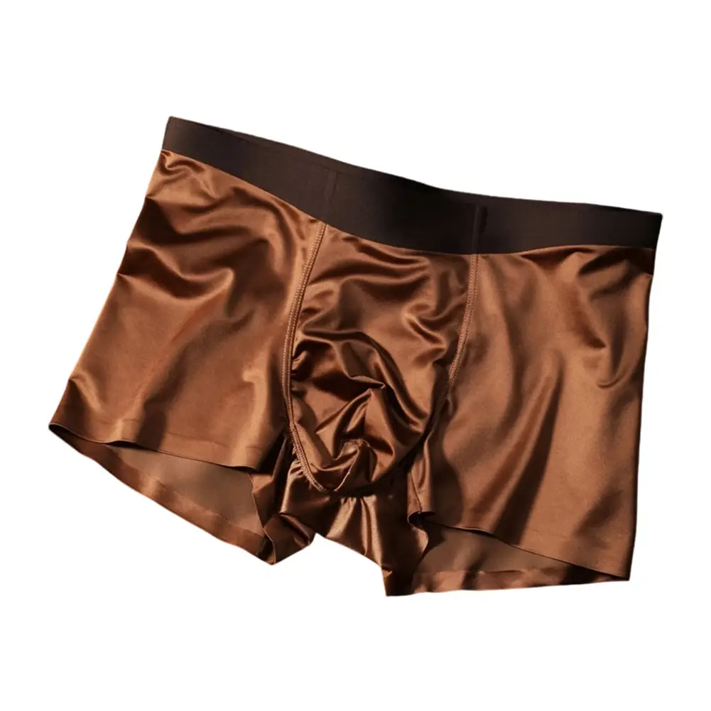 Boxershort sans couture pour hommes, culotte respirante à l'entrejambe, en soie glacée, sous-vêtements confortables en Satin, 1 pièce — image 2