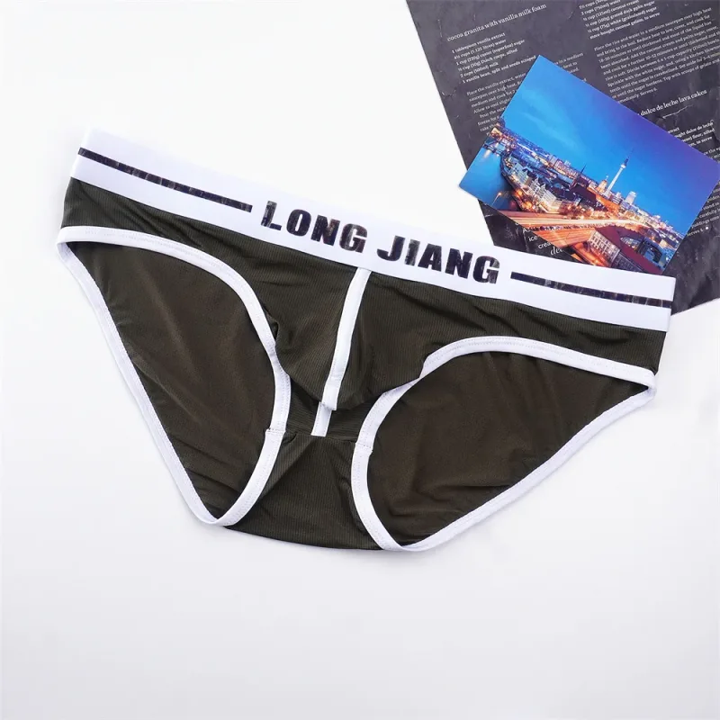 Sexy Men U Convex Underwear Slip Breathable Letters Waistband Ice Silk Briefs Plus Size Male Panties S-XL — image 14