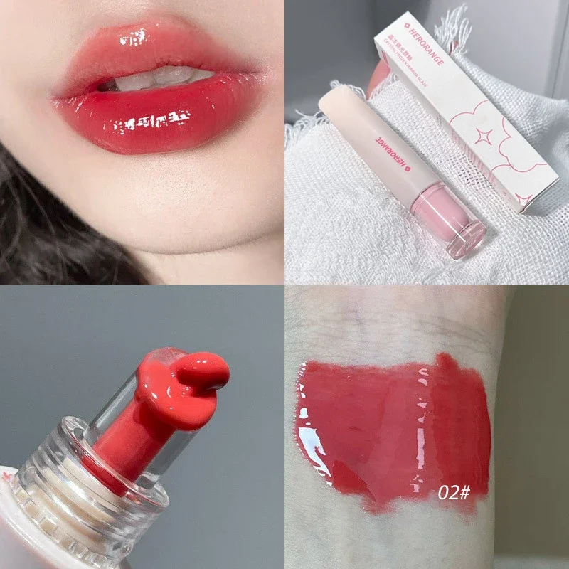 Geléia brilho labial espelho de longa duração água esmalte colorido hidratante batom cristal brilhante matiz labial coreano cuidados maquiagem