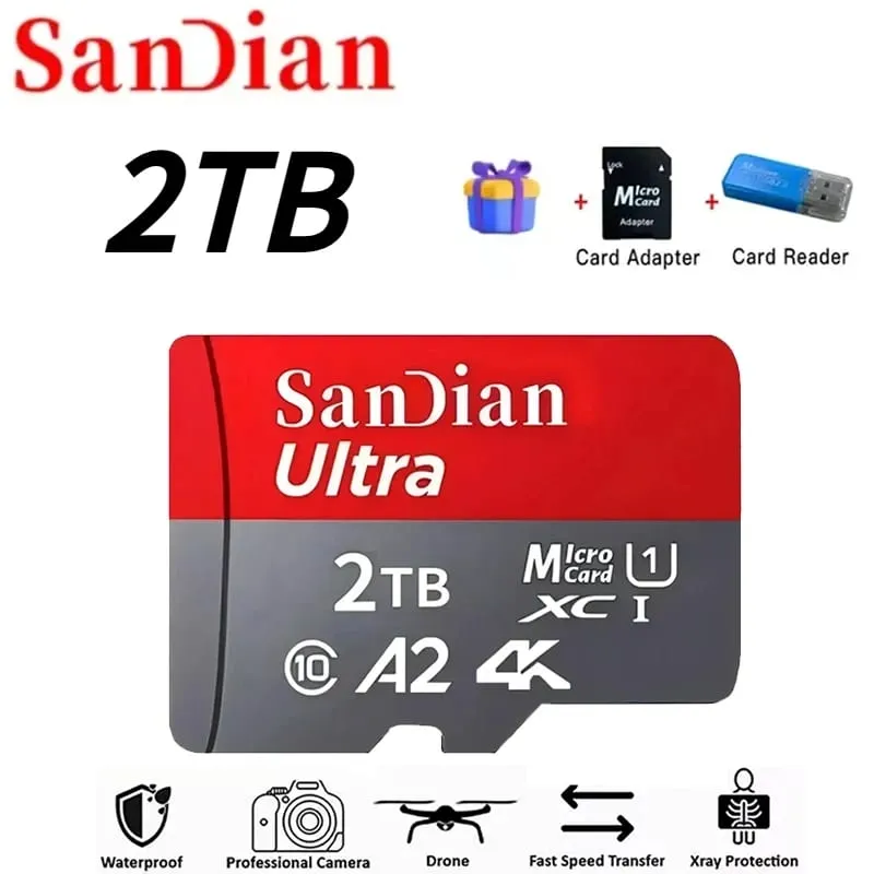 כרטיס מיקרו TF מהיר 128GB Class10 כרטיס פלאש 256GB כרטיס זיכרון 512GB לטאבלט לסמארטפון