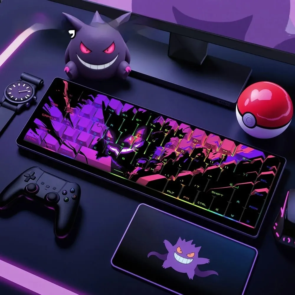 Gengar PBT מקורי בצד המפעל חרוט כיסויי מפתח שקופים 68 מפתחות 129 מפתחות E-Sports Gaming כיסויי מפתחות עבור PC Gamer אביזרים — image 4