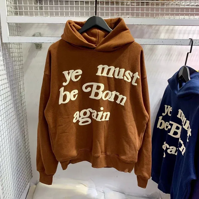 23FW Classic Foam Logo Ye Must Be Born Again קפוצ'ון גברים נשים באיכות הטובה ביותר אוברסייז Kanye West CPFM.XYZ Sweatshirts Multicolor