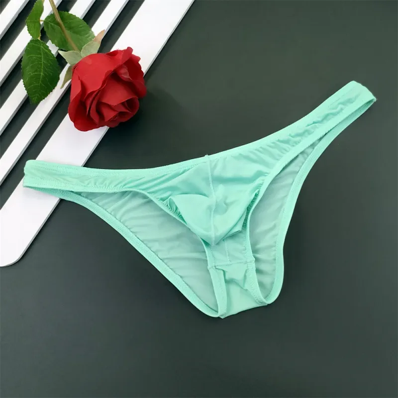 5Pcs New Youth Men's Ice Silk Brief U Pouch Underwear Low Waist Ultra Thin Transparent Underpants Sexy Plus Size Male Panties — image 3