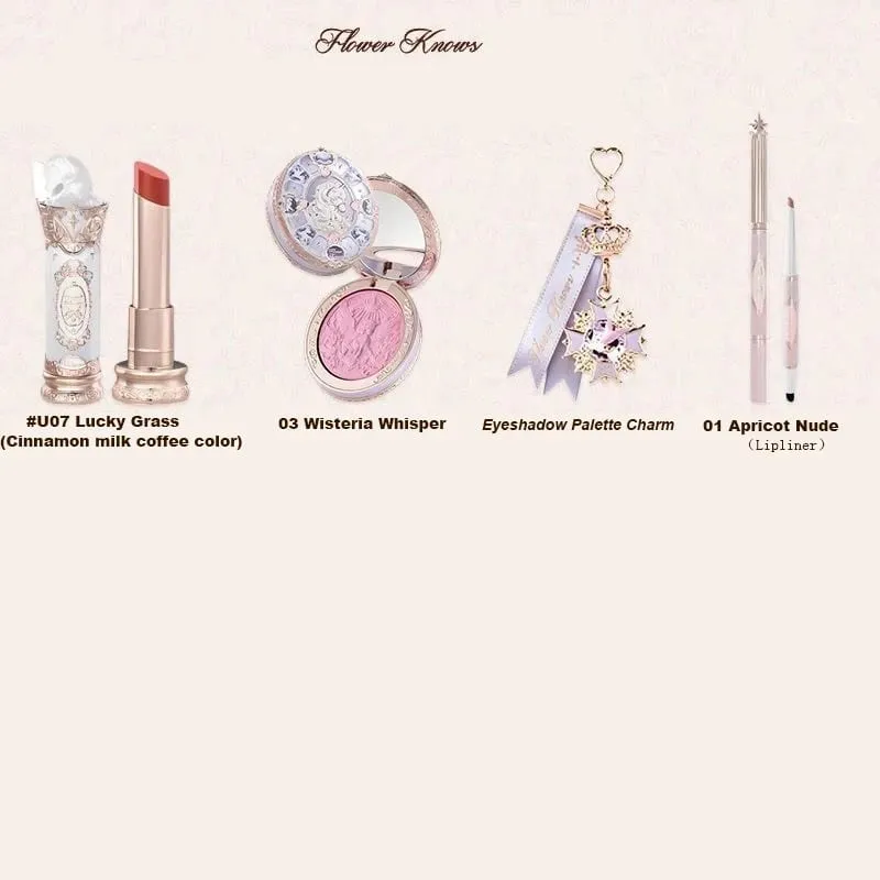 Flower Knows Strawberry Rococo סדרת סט איפור גליטר מאט צלליות פלטת סומק Power Velvet ליפסטיק ערכת בושם — image 16