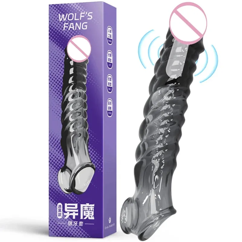 Reusable Cock Ring Vibrator Delay Condom Penis Sleeve Extension Extend Dildo Adult Anal Plug Sex Toys For Men For Women Sex Toys — image 9