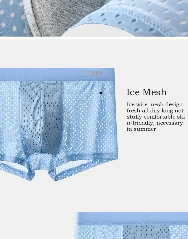 5pcs Men's Boxer Shorts Ice Silk Underwear Plus Size Underpants Cool Breathable Sexy Slim Panties Mesh Lingerie Wholesale Lots — image 7