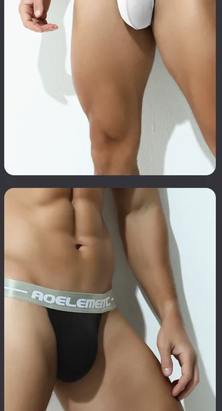 Low waist sexy modal panties men u convex tight high fork T pants sports briefs thong summer thin shorts