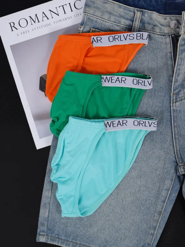 3 PCS Men's Colorful Modal Briefs U Convex Pouch Elastic Waistband Soft Breathable Sexy Underwear — image 3