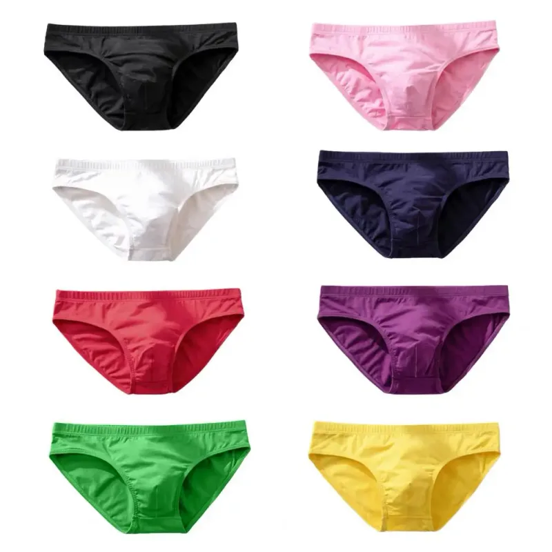 Cotton Briefs Adult Man Briefs Stretchy Breathable Solid Color Male Underwear Low Waist Cotton Underpants Plus Size Men Cotto — image 28