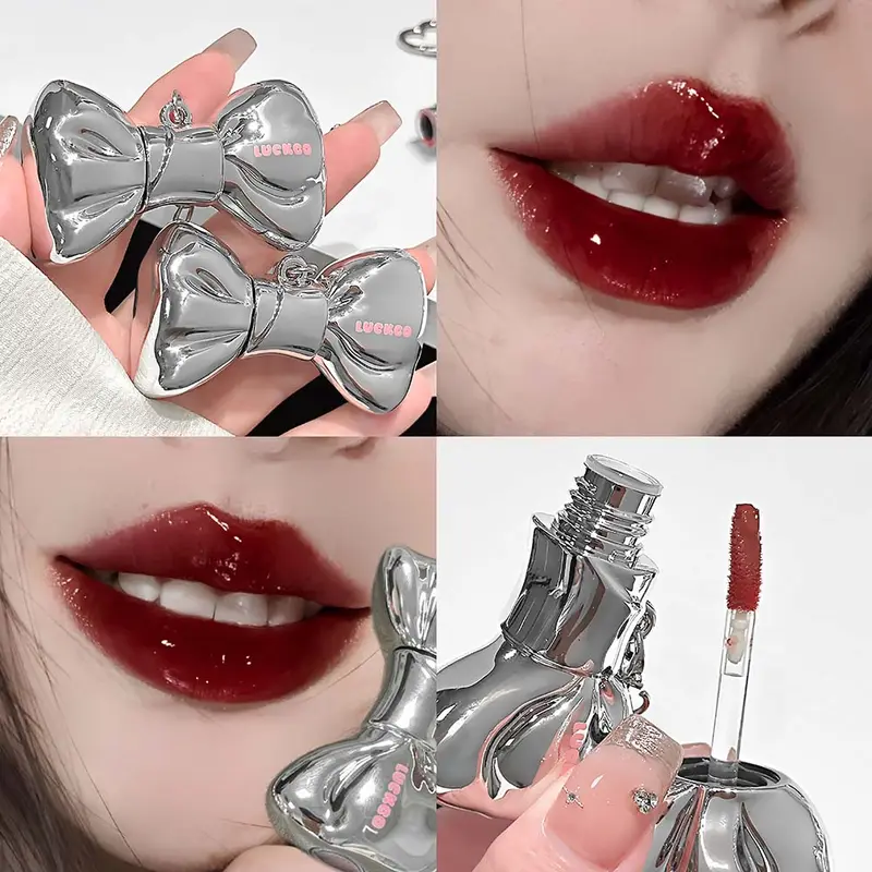 Bowknot Lip Gloss Σετ Νερό Ανοιχτόχρωμα χείλη Υψηλή λάμψη Διαφανές έως οικοδομήσιμο χρώμα καθημερινό καθημερινό μακιγιάζ casual vibe — image 2