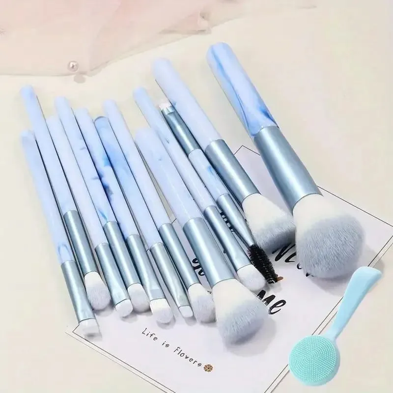 Σετ πινέλων μακιγιάζ 12 τμχ Blue Foundation Concealer Blush Powder Eye Shadow Kabuki Blending Cosmetic Soft Fluffy Female Makeup Tool — image 10