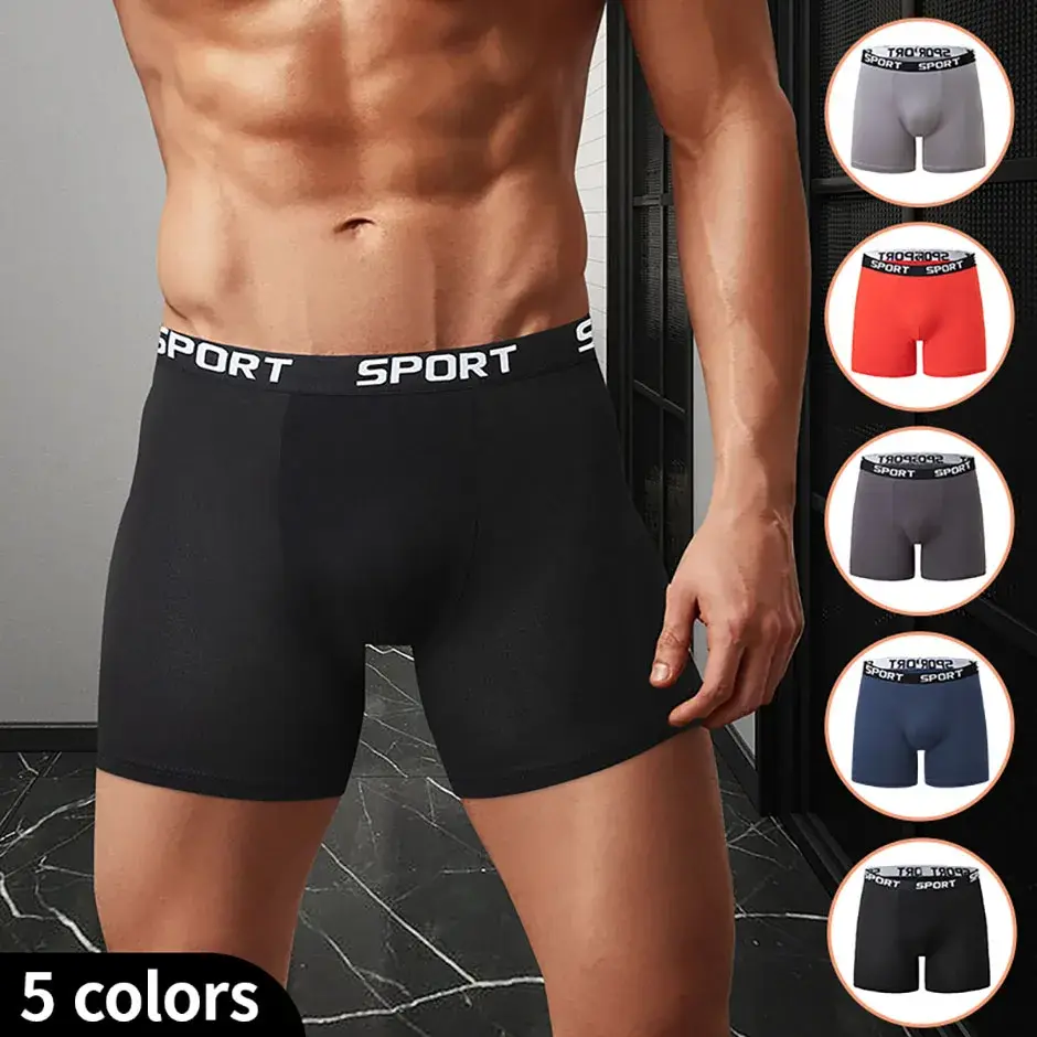 5-piece Set Of Solid Color Fashionable Simple Sports Long Underwear Comfortable Plus Size Flat Corner Pants Cycling Base Shorts — image 12
