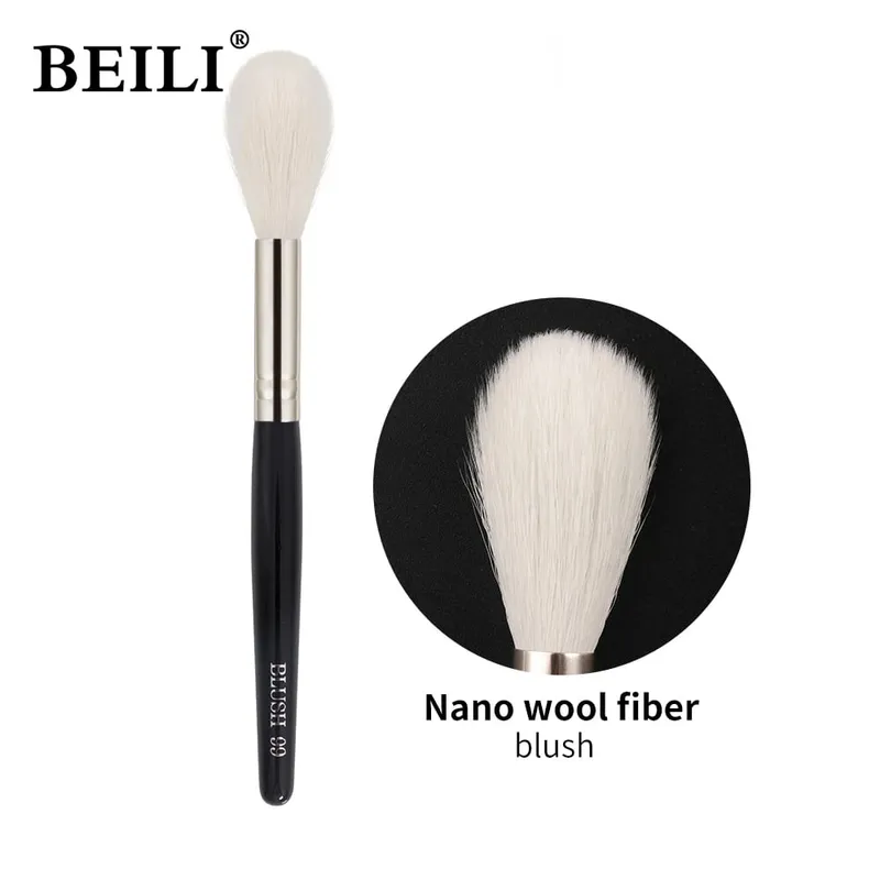 1 τεμ. 100% 100% κατσικίσιο highlighter Μαύρα πινέλα μακιγιάζ Επαγγελματικά φυσικά πινέλα για μακιγιάζ με σκιές ματιών ρουζ φρυδιών
