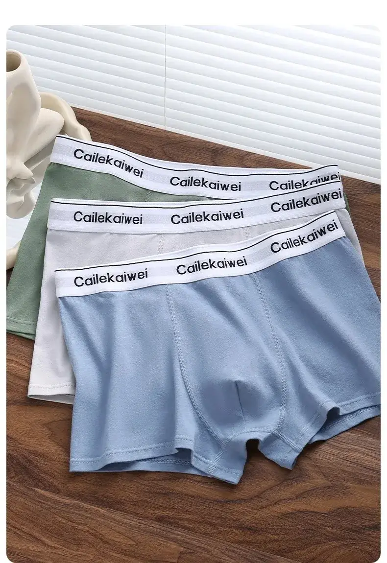 5Pcs/Lot Underwear Man High Quality Pure Cotton Antibacterial Flat-leg Pants Breathable Four-corner Waistband Men's Boxer Briefs — image 3