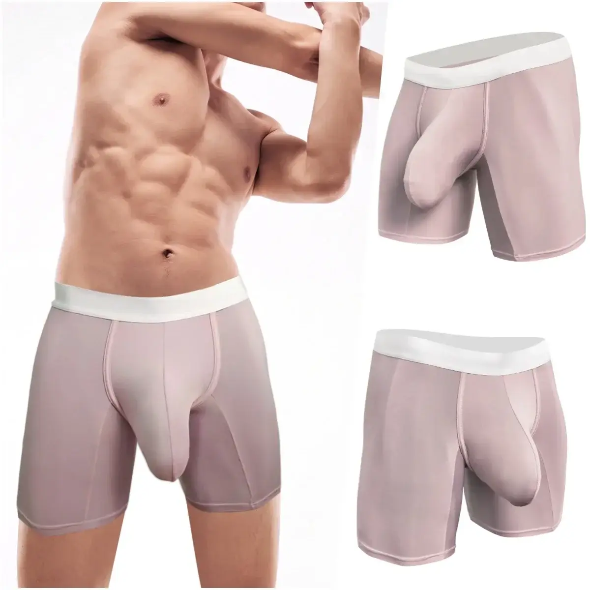 Men Ice Silk Boxer Briefs Deep U Convex Pouch Breathable Cool Quick Dry Sports Running Underwear Anti Chafe Seamless Underpants — image 21