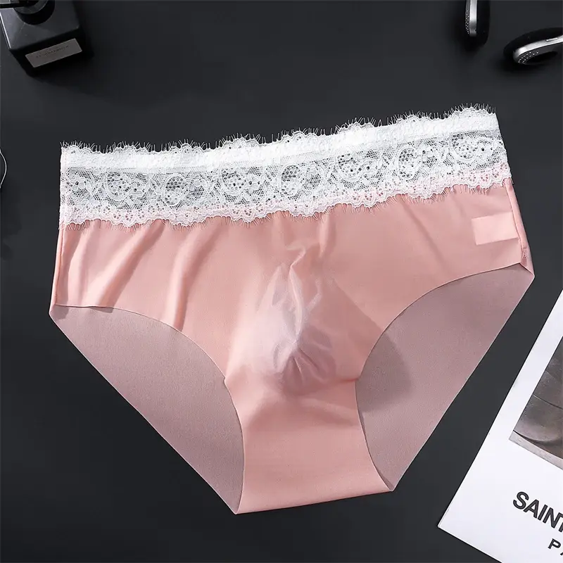 Ice silk men's underwear seamless cueca lace Sexy lingerie thin convex bag calzoncillos hombre adults 18 plus tangas japonesa