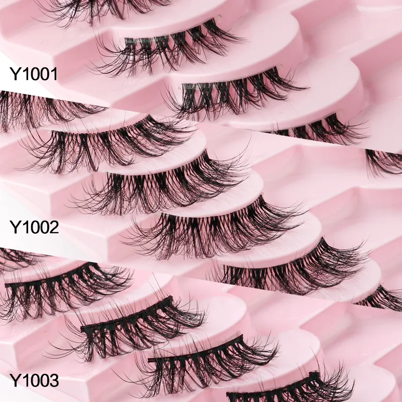 Half Eye Lashes Cat Eye Lashes 3/5/10 Pairs False Eyelashes Fluffy Soft Natural Look Clear Band 3D Mink Lashes Extension Makeup