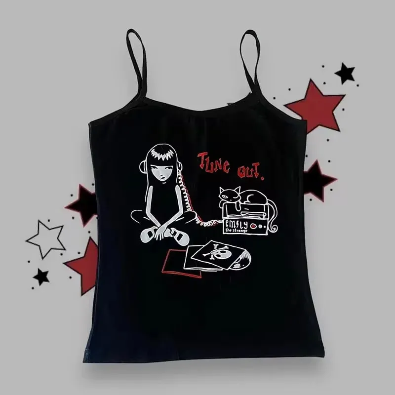Γυναικείο γοτθικό στυλ αράχνης Cami Tank Top Αμάνικο Spaghetti λουράκι Y2K Slim Cropped Camisole Dark Punk Streetwear τοπ — image 6