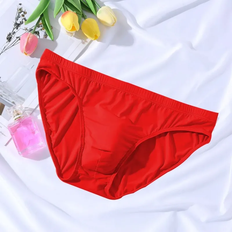 New Big Men's U Convex Underwear Ice Silk Quick Drying Briefs Summer Cool Low Waist Thin Male Underpants Plus Size — image 11