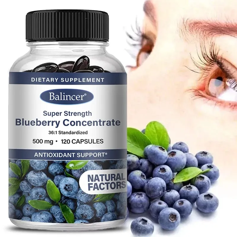 Blueberry Capsules - 500 Mg Good for The Brain Heart Health Eye Care Antioxidant Promotes Smooth Skin- 120 Capsules