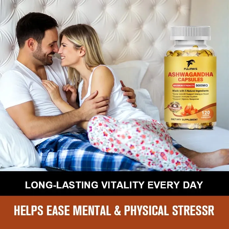 5000mg Ashwagandha Extract Capsules Help Deep Sleep Health Brain and Memory and Mental Stress Support Dietary Supplement