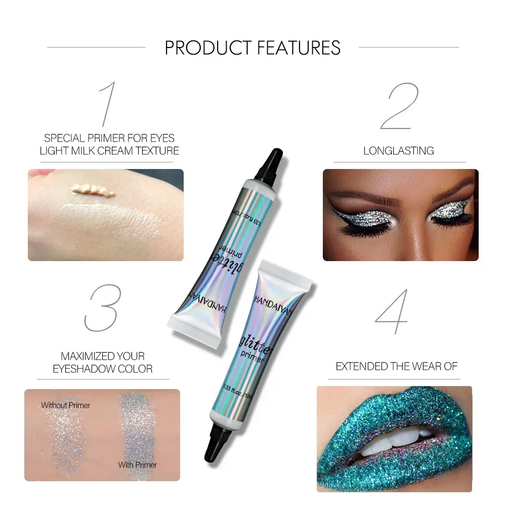 Γυναικεία βάση μακιγιάζ Glitter Eyeshadow Primer Μεγάλης διάρκειας Χρώμα Special Eye Primer Light Milk Cream Texture Cosmetics — image 3