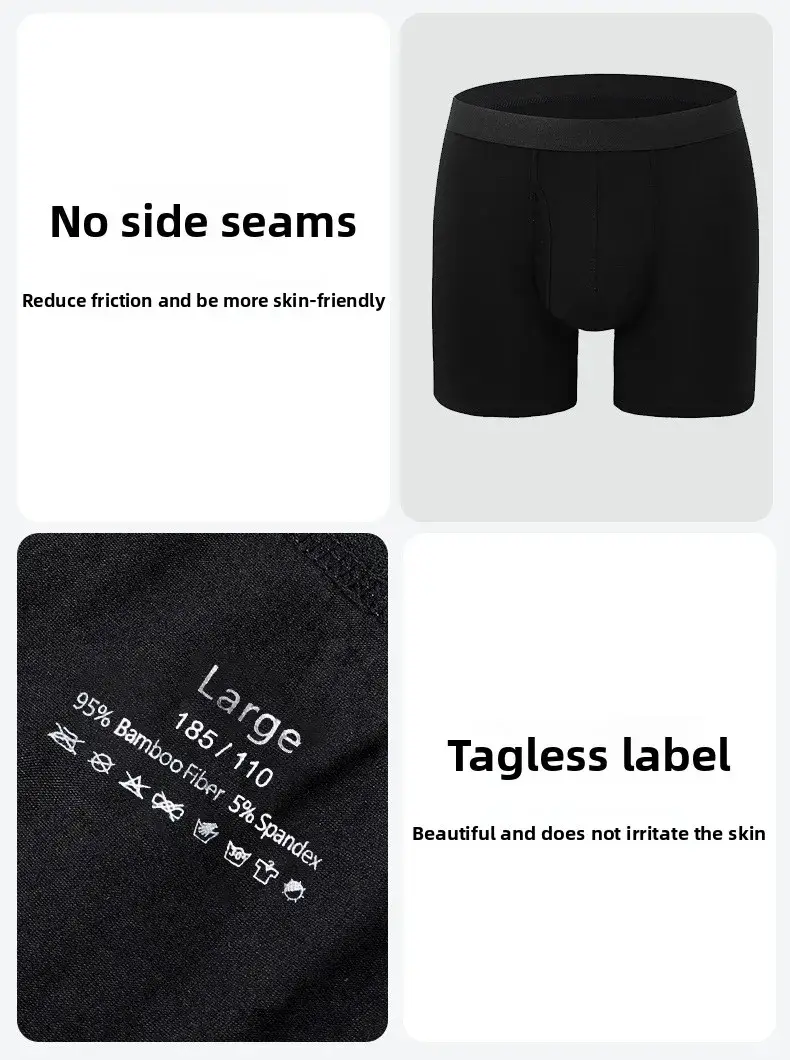Big Pouch Men Bamboo Fiber Boxer Briefs Breathable Underwear With Fly Opening Mid Waist Sports Trunks Moisture Wicking Soft Cool — image 9