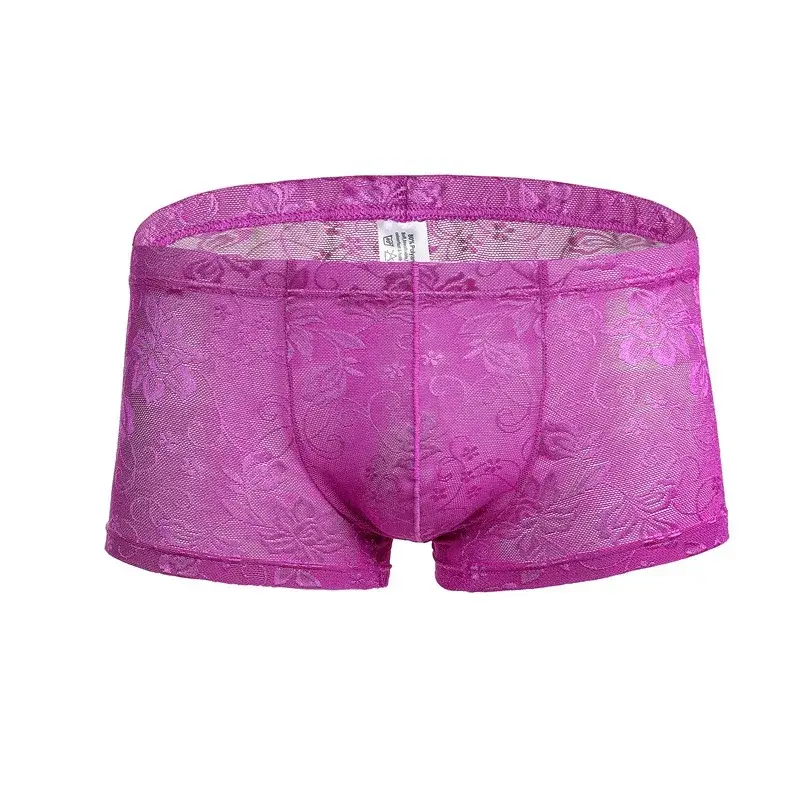 Men's Ice Silk Transparent Floral Lace Boxer Briefs Breathable Cool See-Through Underwear 5 Colors Available — image 4