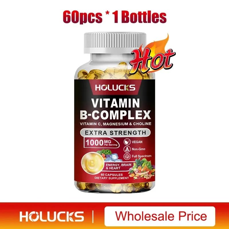 Vitamin B Complex Supplement Rich in B1 B2 B3 B5 B6 Biotin Strength Energy Support Brain & Heart Promote Metabolism