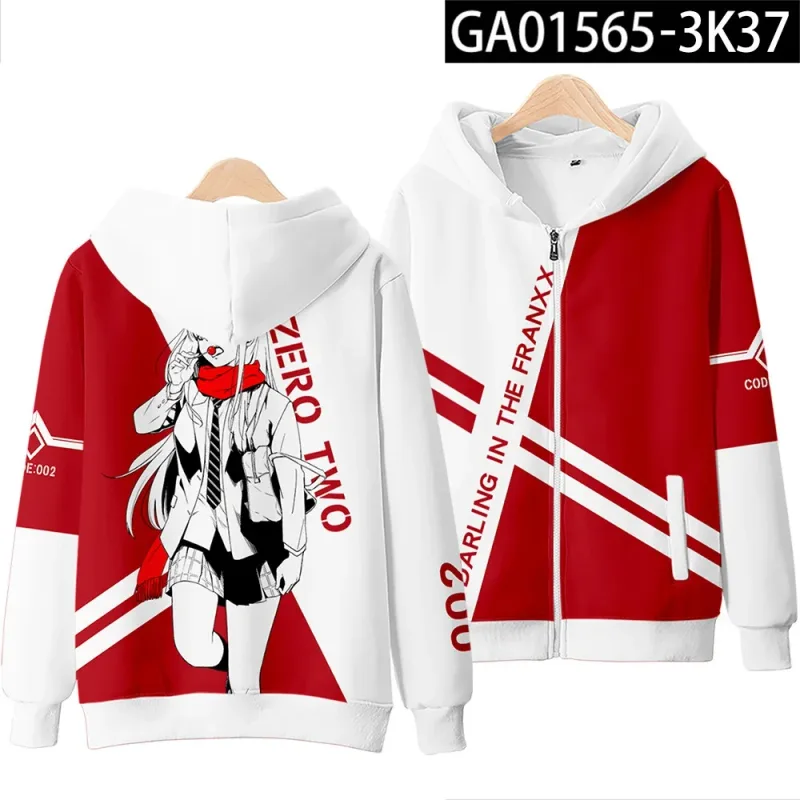 Hot Japan Anime Darling In The Franxx Cosplay Zipper Hoodies 3D Druck Männer Frauen Hip Hop Trainingsanzug Zipper Hoodie Männer der Kleidung — image 10