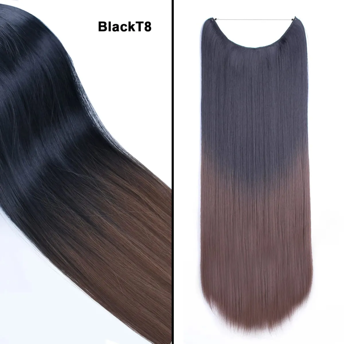 Jeedou Wavy Hair Extension Elasticity Invisible Wire Fish Line One Piece No Clips Synthetic Hairpieces Ombre Color For Ladies