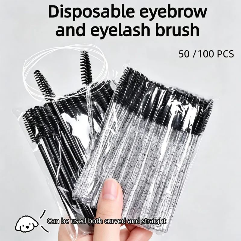 Νέο 50/100 τμχ Microbrush for Eyelashes Brush Crystal Spoolie Brushes Brown Comb Makeup Beauty Tool for Eyelashes HZS24 — image 3