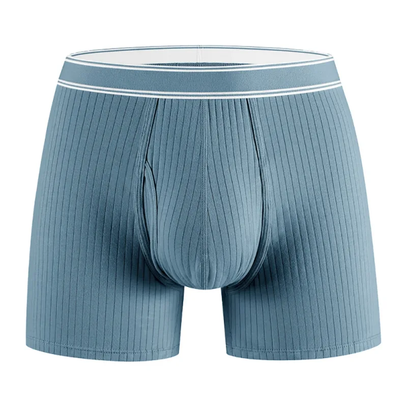 3PCS/Pack 100% Cotton Solid Striped Man Undrewear Lengthen Breathable Fitness Boxers Hombre Crotch Side Opening Men's Underpants — image 11