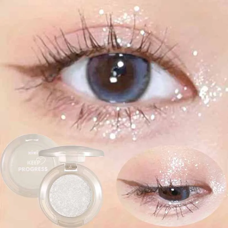 1 τμχ Μονόχρωμη High Gloss αδιάβροχη σκιά ματιών Peachy Pink μακράς διαρκείας μεταξένιο εύκολο στο χρώμα Diamond Shiny Eye Shadow Cosmetic