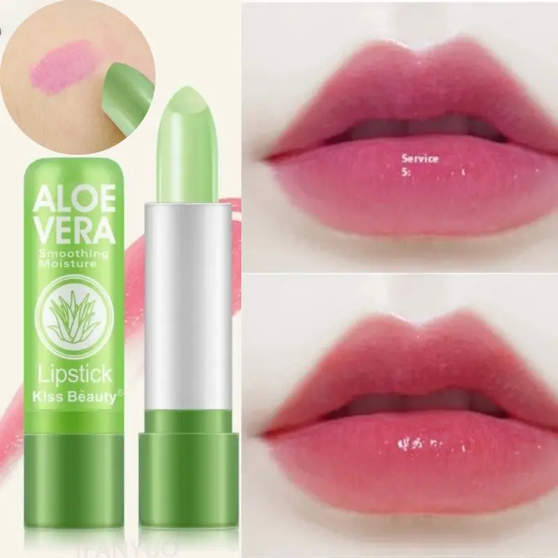Aloe Vera Ενυδατικό κραγιόν Φυσικό Χρώμα Διαρκούς Θερμοκρασίας που αλλάζει Χρώμα Βάλσαμο χειλιών Ανθεκτικό στο ξεθώριασμα Θρεπτικό Μακιγιάζ Περιποίησης χειλιών — image 2