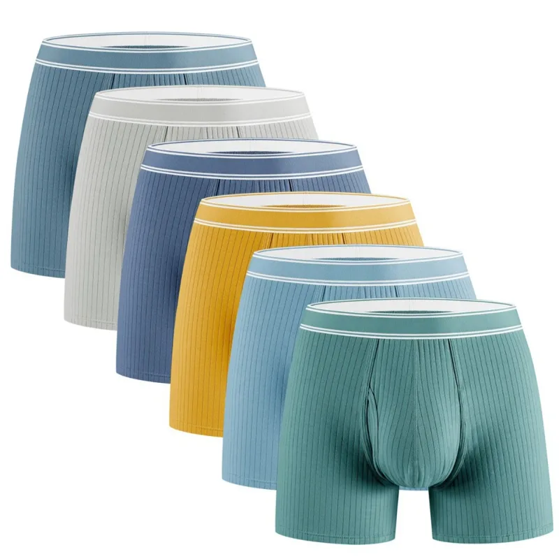 3PCS/Pack 100% Cotton Solid Striped Man Undrewear Lengthen Breathable Fitness Boxers Hombre Crotch Side Opening Men's Underpants — image 7
