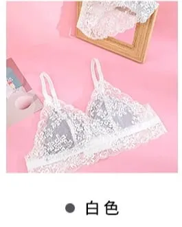 Γαλλικό καλοκαιρινό Bralette - Ασύρματο σουτιέν Push-Up για μικρό στήθος εξαιρετικά λεπτό τριγωνικό κύπελλο & σέξι σετ εσωρούχων & σέξι Tushy