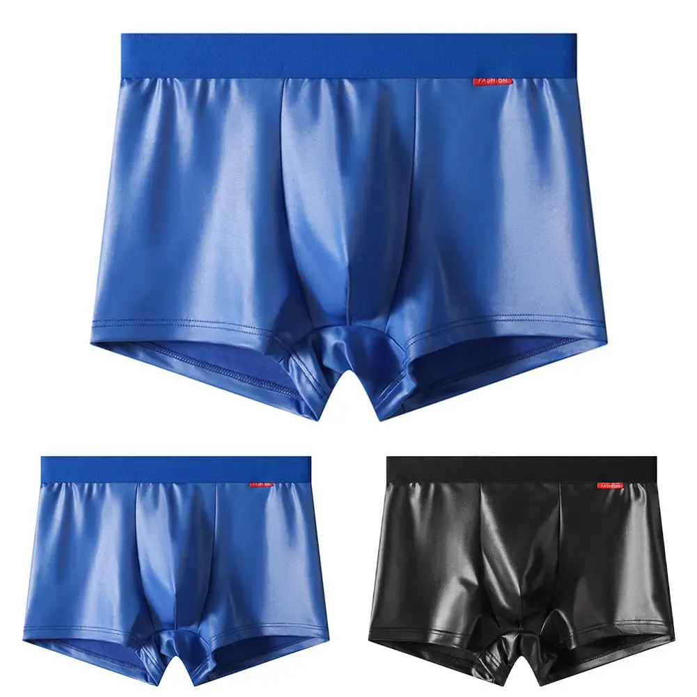 Men Faux Leather Boxer Shorts Underwear For Man Briefs U Convex Pouch Lingerie Unisex Panties Trunks Clubwear Men's Underpants — image 5
