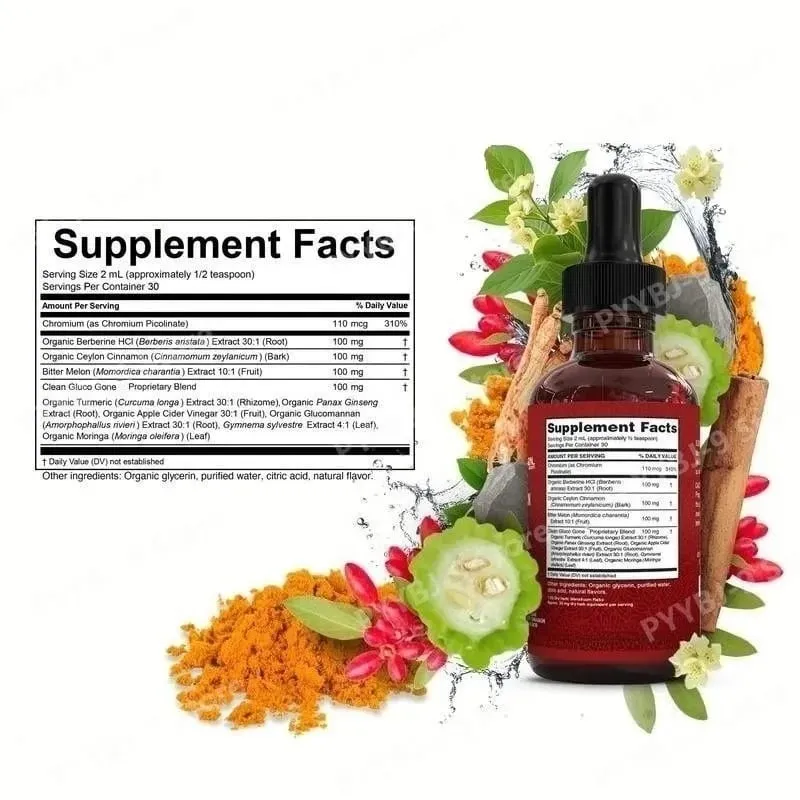 Berberine Chromium Turmeric Ginseng Liquid Drops 60ml Βιολογικό Συμπλήρωμα Βοτάνων Καθημερινή Υποστήριξη Ισορροπίας Ευεξίας για Ενήλικες — image 6