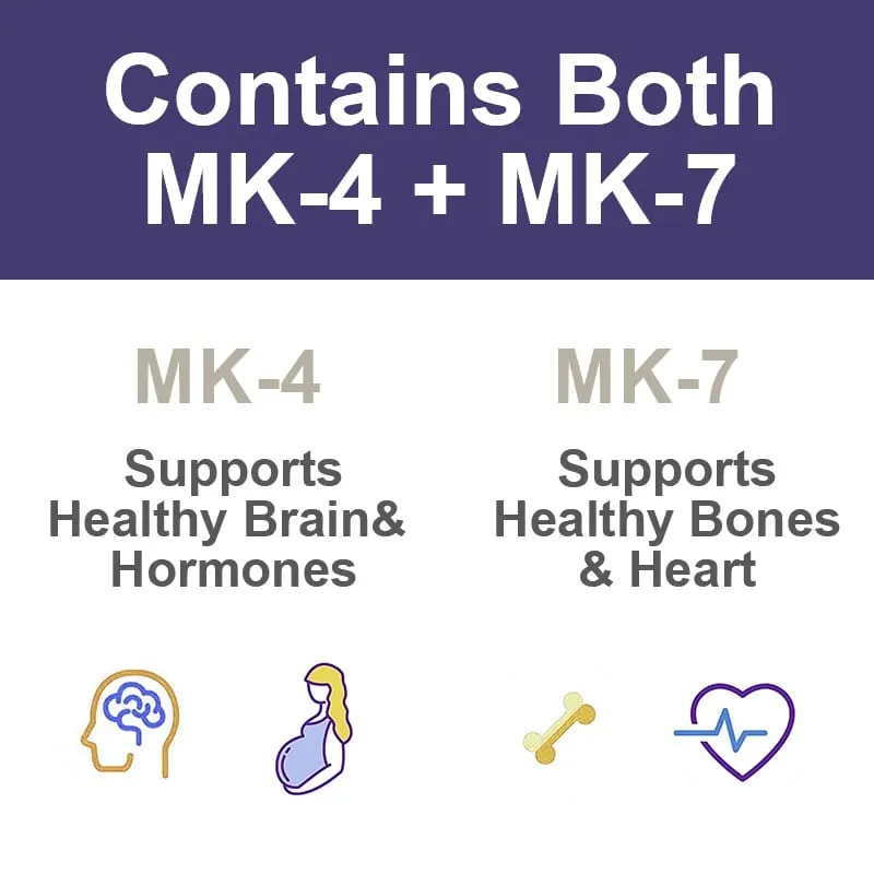 Βιταμίνη Κ2 (MK7 & MK4) με συμπλήρωμα D3- Υποστήριξη δυνατών οστών και υγιούς εγκεφάλου καρδιαγγειακής υγείας — image 4