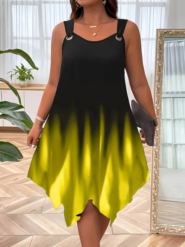 Chic Plus Size Γυναικείο Sundress με κομψό σχέδιο με λουράκι για αβίαστη καλοκαιρινή κομψότητα