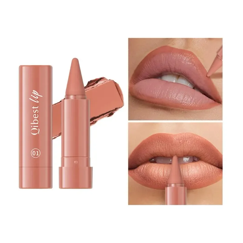 Batom fosco à prova d'água, lápis 2 em 1, alta pigmentação, cor labial, fórmula hidratante suave, batom gradiente natural — image 7