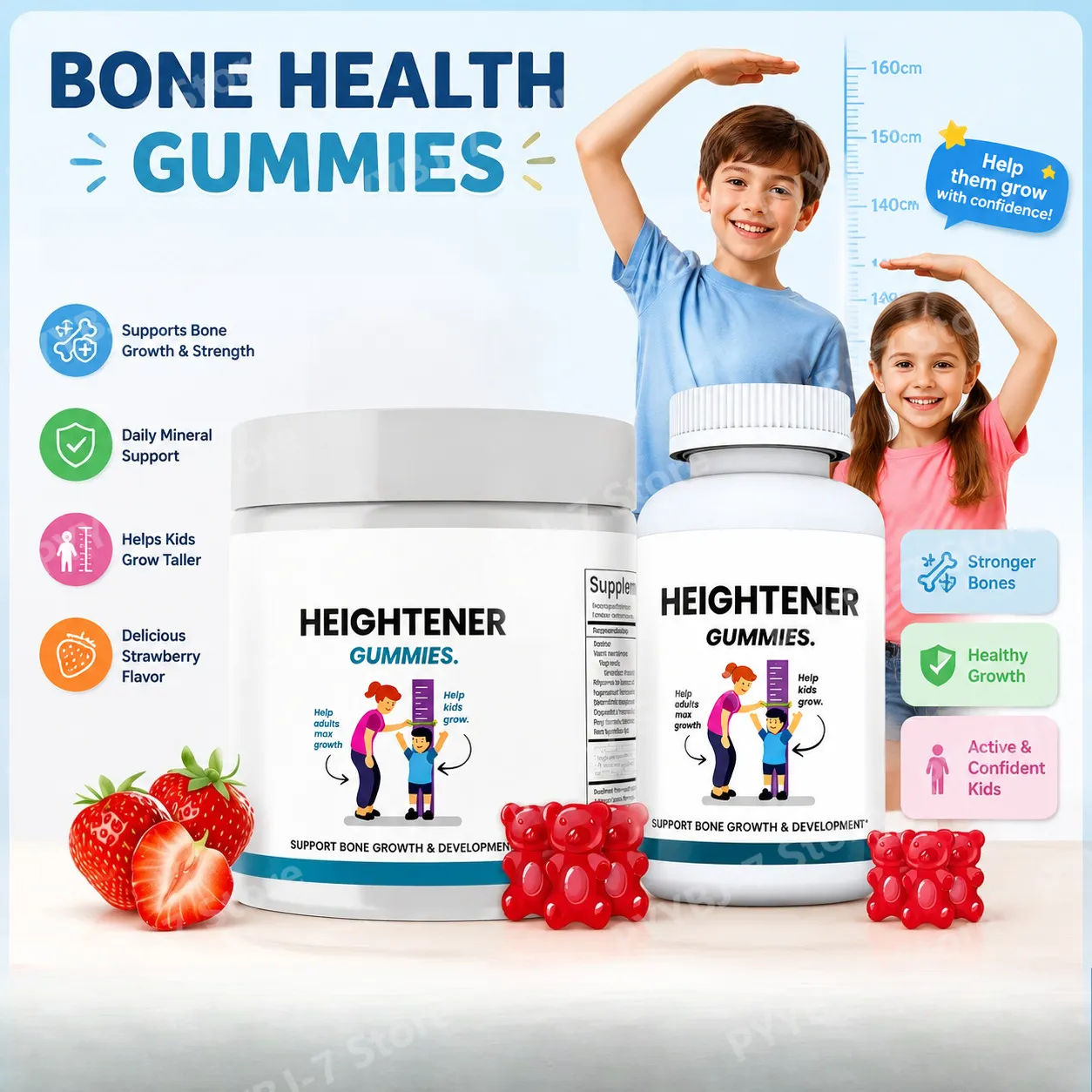 Bone Health Capsules Gummies Natural Height Growth Supplement for Kids Teens and Adults To Increase Bone Strength 60 Capsules — image 1