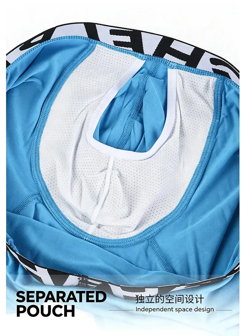 Men's Long Leg Cotton Boxer Briefs with Scrotum Pouch Anti-Chafing U Convex Separation Sports Underwear for Comfort — image 23