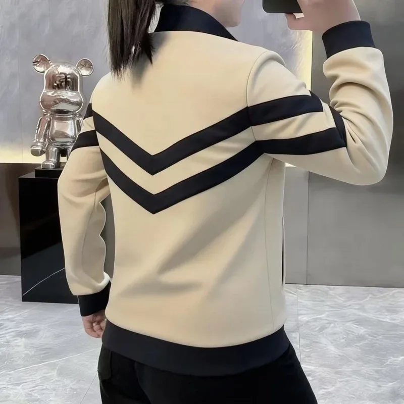 Sudaderas con cuello levantado de lujo para hombre, Sudadera con capucha empalmada a la moda, sudaderas informales cómodas y versátiles, ropa para hombre 2026 — image 6
