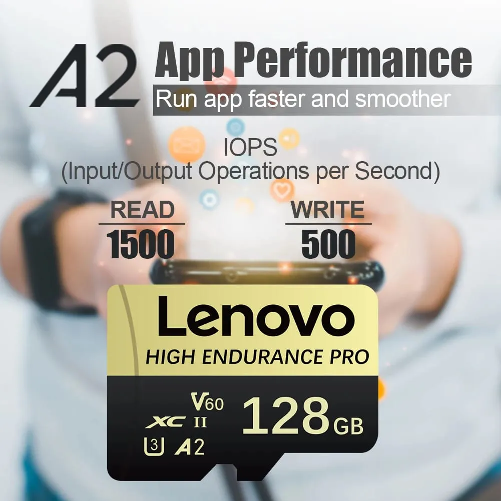 Lenovo High Speed ​​Class 10 כרטיס זיכרון מיני SD 256GB Micro TF Card לסמארטפון - 32GB 64GB 128GB 256GB 512GB אפשרויות זמינות
